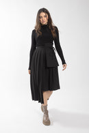 MAPLE & CLIFF ASYMMETRICAL PLEATED OVERLAY SKIRT