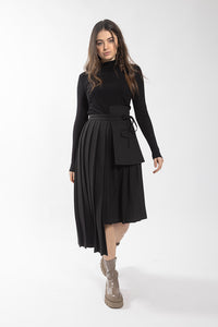 MAPLE & CLIFF ASYMMETRICAL PLEATED OVERLAY SKIRT