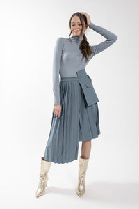 MAPLE & CLIFF ASYMMETRICAL PLEATED OVERLAY SKIRT