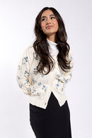 MAPLE & CLIFF Floral Pointelle Cardigan