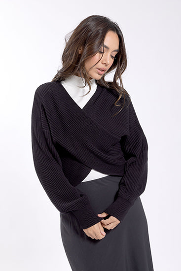 MAPLE & CLIFF Crossover Knit Sweater