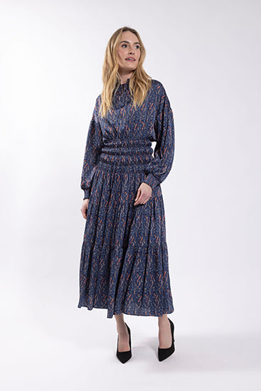 MAPLE & CLIFF Smocked Waist Paisley Dress