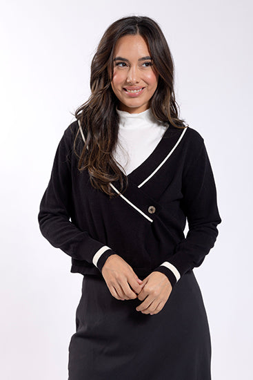 MAPLE & CLIFF Contrast Stripe Wrap Sweater