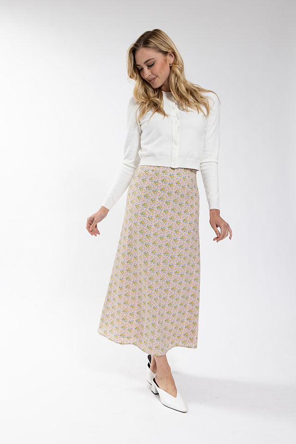 MAPLE & CLIFF Micro Floral A-Line Skirt