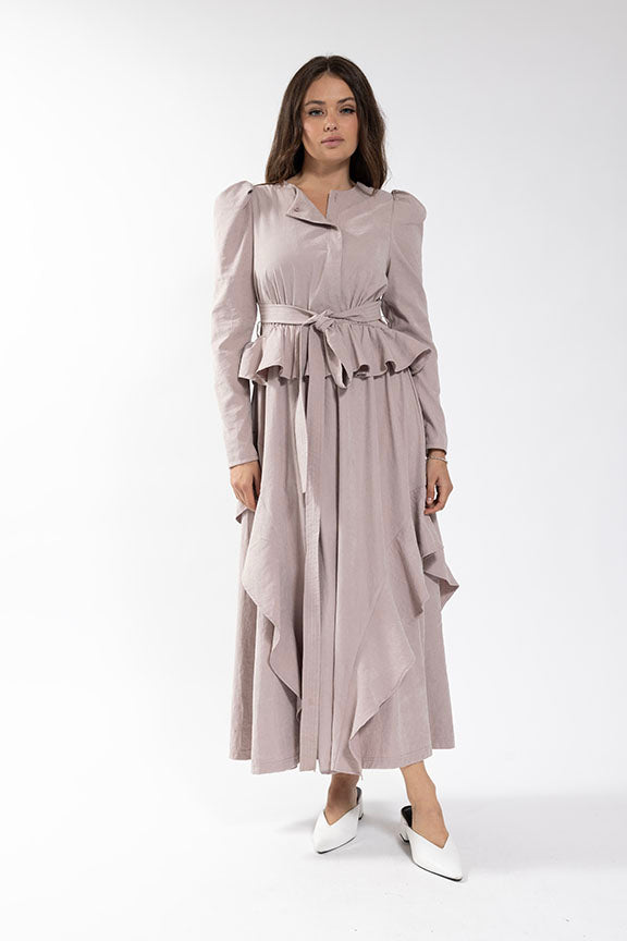 MAPLE & CLIFF Ruffle Detailed Tencel Dress