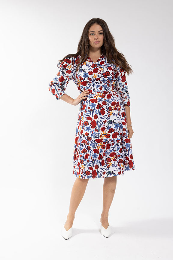 MAPLE & CLIFF Vibrant Floral Wrap Dress