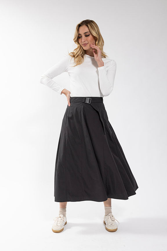 MAPLE & CLIFF Buckle Belted Paneled Skirt