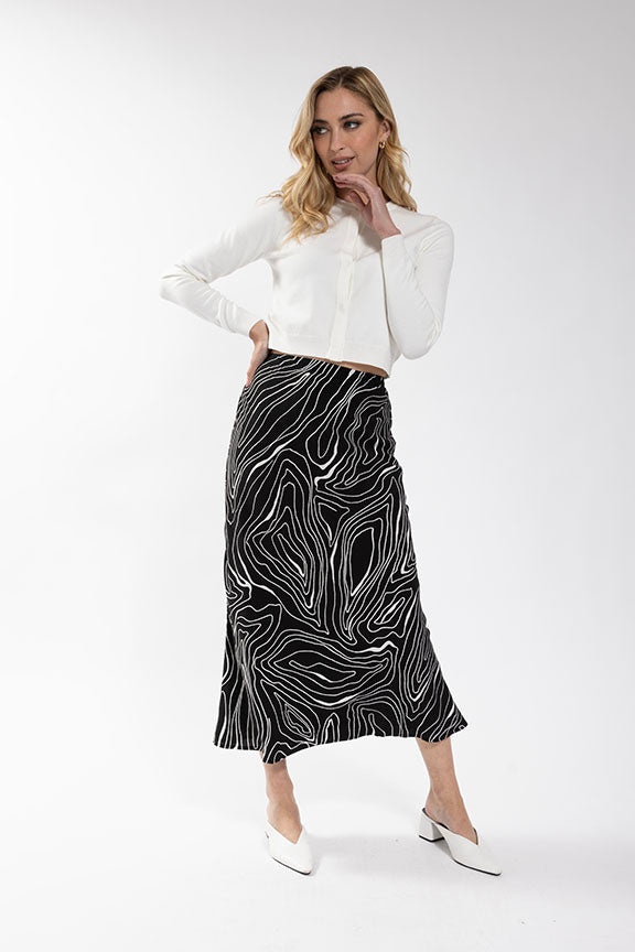 MAPLE & CLIFF Abstract Print Slip Skirt