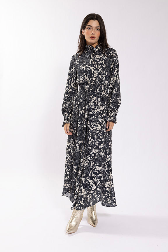 Maple & Cliff Smock Waist Printed Dress