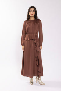 Maple & Cliff Silky Ruffle Detail Dress