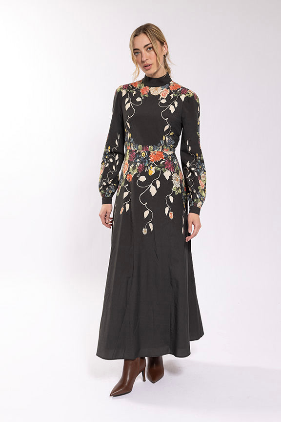 Maple & Cliff Digital Print Floral Dress