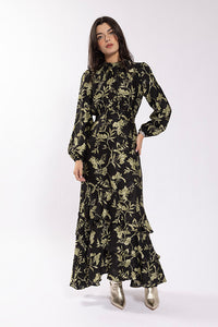 Maple & Cliff Floral Ruffle Bottom Dress