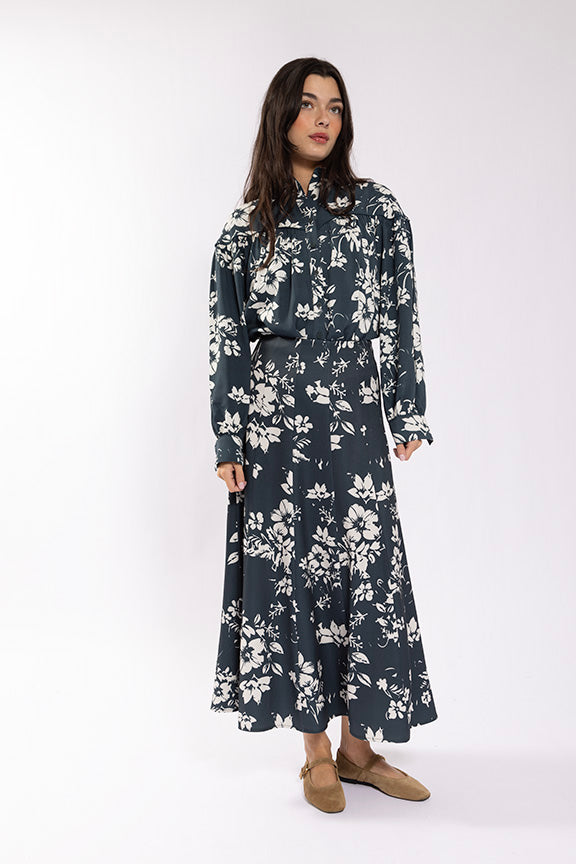 Maple & Cliff Printed Paneled Skirt
