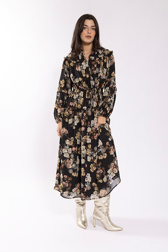 Maple & Cliff Floral Pull Waist Dress
