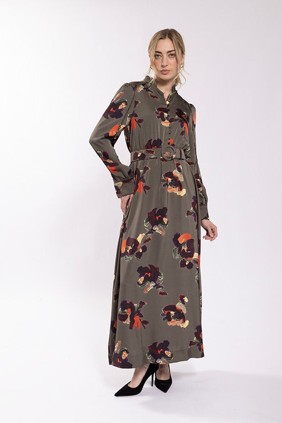 Maple & Cliff Belted Floral Dress