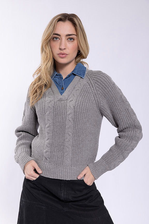 Maple & Cliff Denim Combo Sweater