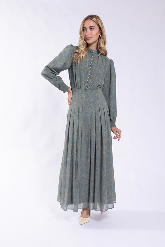 MAPLE & CLIFF PAISLEY BUTTON FRONT DRESS