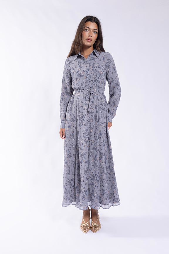 MAPLE & CLIFF PAISLEY COLLARED MIDI DRESS