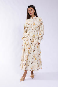 MAPLE & CLIFF SOFT FLORAL WAISTED DRESS
