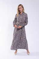 MAPLE & CLIFF MIDI SHIRTDRESS w/ SMOCKED PUFF SLEEVES