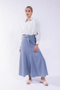 MAPLE & CLIFF PANELED BELTED MIDI SKIRT