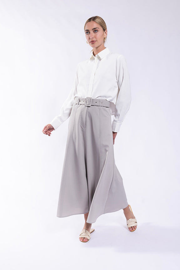 MAPLE & CLIFF PANELED BELTED MIDI SKIRT