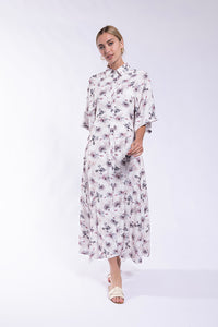 MAPLE & CLIFF FLORAL RAGLAN SLEEVE SHIRTDRESS