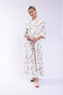 MAPLE & CLIFF ROSE PRINTED LINEN SHIRTDRESS