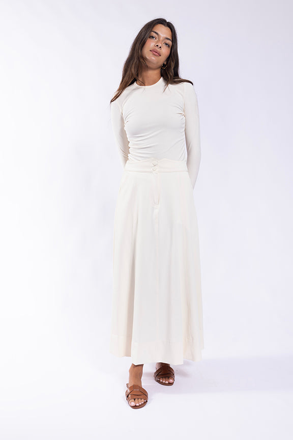 MAPLE & CLIFF POCKET PANELED MIDI SKIRT