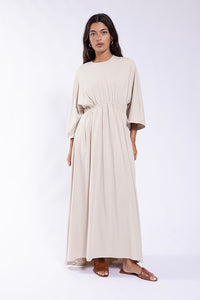 MAPLE & CLIFF DOLMAN GATHERED WAIST JERSEY DRESS