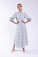MAPLE & CLIFF EMBROIDERED EYELET MAXI DRESS