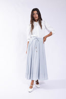MAPLE & CLIFF HIGH-WAISTED SELF-TIE PLEATED SKIRT