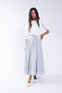 MAPLE & CLIFF HIGH-WAISTED SELF-TIE PLEATED SKIRT