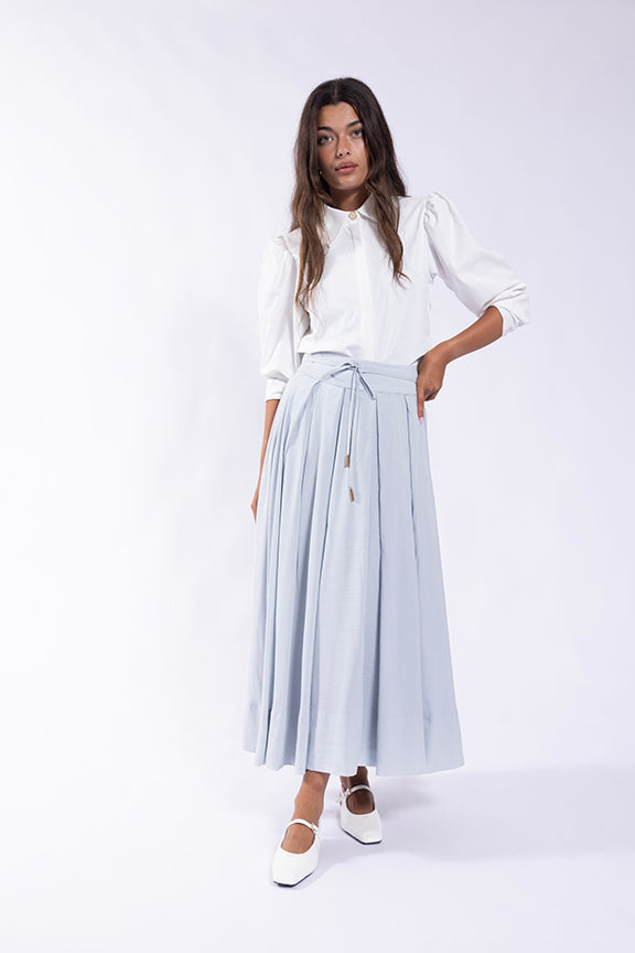 MAPLE & CLIFF HIGH-WAISTED SELF-TIE PLEATED SKIRT