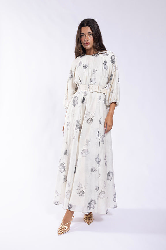 MAPLE & CLIFF FLORAL RAGLAN SLEEVE MAXI DRESS