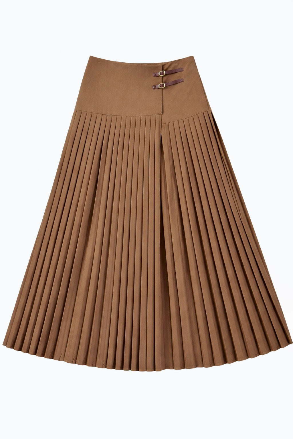 MAPLE & CLIFF DROP YOKE PLEATED BUCKLE SKIRT