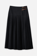 MAPLE & CLIFF DROP YOKE PLEATED BUCKLE SKIRT