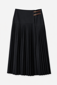 MAPLE & CLIFF DROP YOKE PLEATED BUCKLE SKIRT
