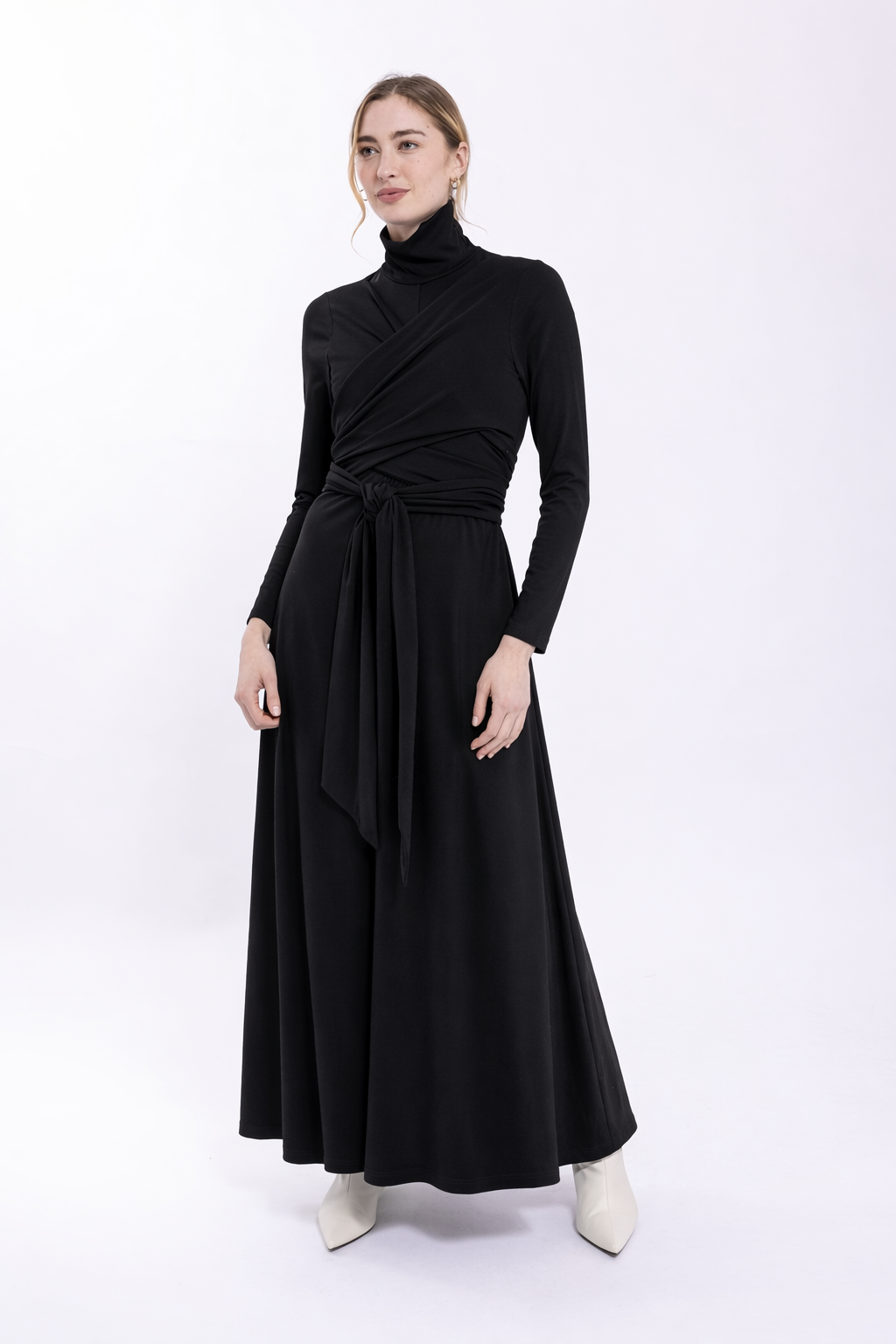 MAPLE & CLIFF FAUX WRAP MAXI DRESS