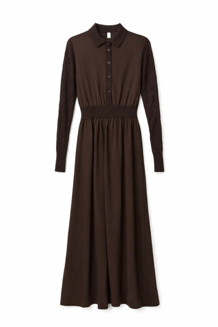 MAPLE & CLIFF TEXTURED KNIT SHIRT DRESS