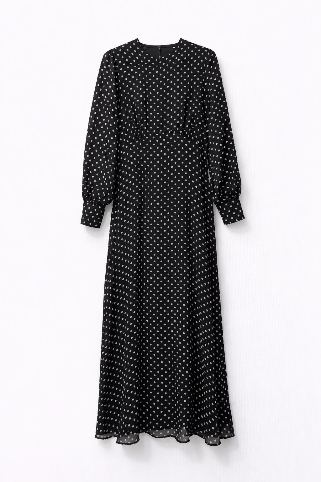 MAPLE & CLIFF EMPIRE WAIST POLKA DOT MIDI DRESS