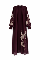 MAPLE & CLIFF FLORAL ACCENT CHIFFON FLOWY DRESS
