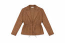 MAPLE & CLIFF SUEDE DRAWSTRING OPEN FRONT JACKET