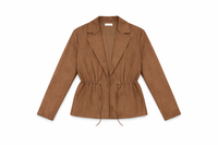 MAPLE & CLIFF SUEDE DRAWSTRING OPEN FRONT JACKET