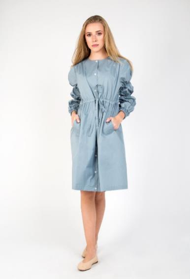 MAPLE & CLIFF ELASTIC BUBBLE SLEEVE DRESS
