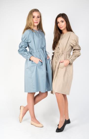 MAPLE & CLIFF ELASTIC BUBBLE SLEEVE DRESS