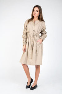 MAPLE & CLIFF ELASTIC BUBBLE SLEEVE DRESS