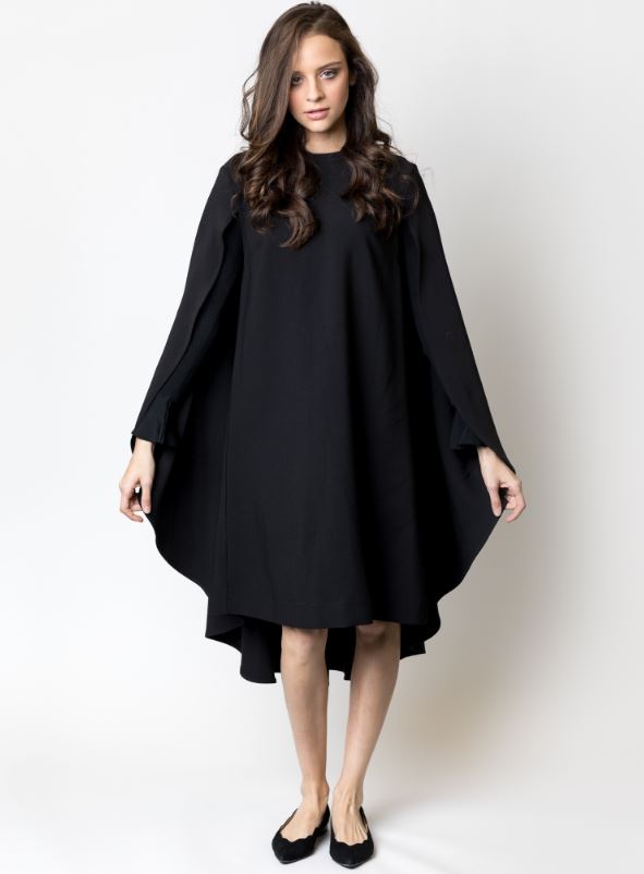 METALLIC CAPE DRESS