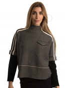 ANTIQUE GOLD STRIPED DOLMAN KNIT SWEATER W POCKET