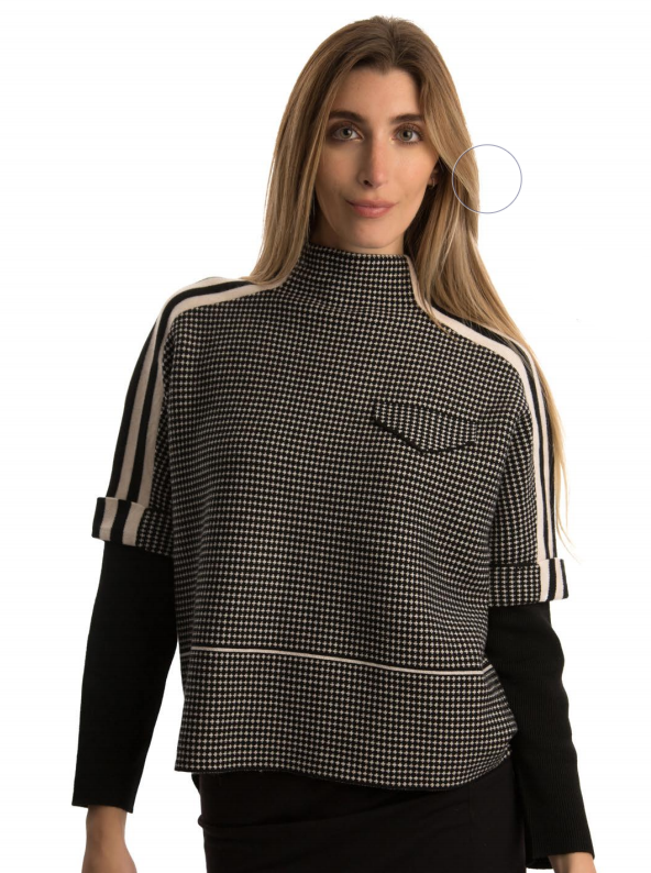 ANTIQUE GOLD STRIPED DOLMAN KNIT SWEATER W POCKET